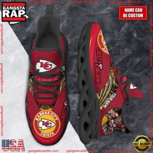 National Football League Custom Name Kansas City Chiefs Air Max Shoes Air Cushion Sneakers