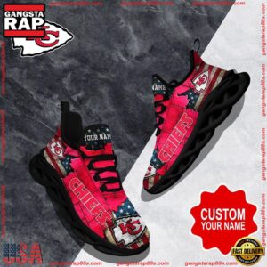 National Football League Custom Name Kansas City Chiefs Air Max Shoes Air Cushion Sneakers