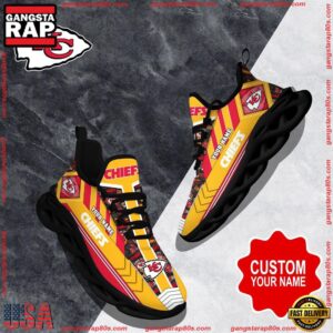 National Football League Custom Name Kansas City Chiefs Logo Air Max Shoes Air Cushion Sneakers