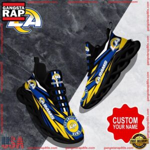National Football League Custom Name Los Angeles Rams Football Air Max Shoes Air Cushion Sneakers