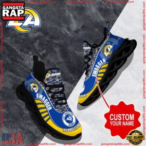 National Football League Custom Name Los Angeles Rams Sport Football Air Max Shoes Air Cushion Sneakers
