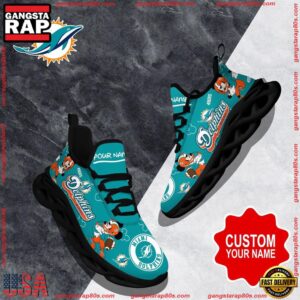 National Football League Custom Name Miami Dolphins Christmas Air Max Shoes Air Cushion Sneakers