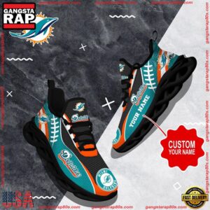 National Football League Custom Name Miami Dolphins Shoes Sport Loves Air Max Shoes Air Cushion Sneakers