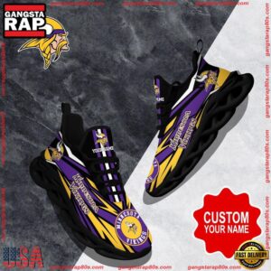 National Football League Custom Name Minnesota Vikings Football Air Max Shoes Air Cushion Sneakers