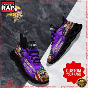 National Football League Custom Name Minnesota Vikings Air Max Shoes Air Cushion Sneakers