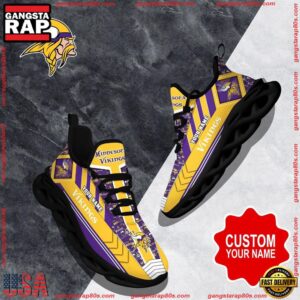National Football League Custom Name Minnesota Vikings Logo Air Max Shoes Air Cushion Sneakers