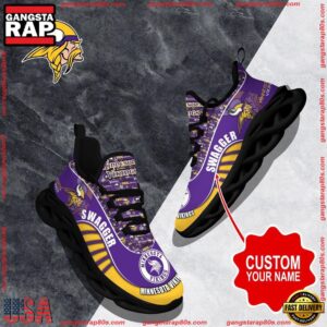 National Football League Custom Name Minnesota Vikings Sport Football Air Max Shoes Air Cushion Sneakers