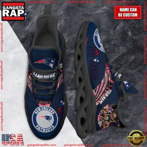 National Football League Custom Name New England Patriots Air Max Shoes Air Cushion Sneakers