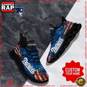 National Football League Custom Name New England Patriots Air Max Shoes Air Cushion Sneakers