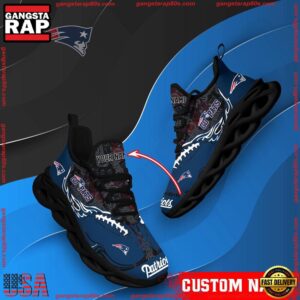 National Football League Custom Name New England Patriots Air Max Shoes Air Cushion Sneakers