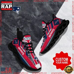 National Football League Custom Name New England Patriots Logo Air Max Shoes Air Cushion Sneakers