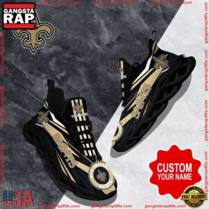 National Football League Custom Name New Orleans Saints Football Air Max Shoes Air Cushion Sneakers