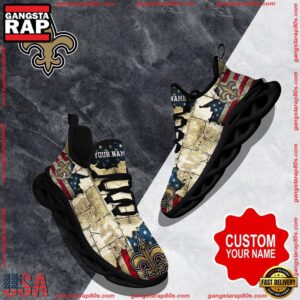 National Football League Custom Name New Orleans Saints Air Max Shoes Air Cushion Sneakers
