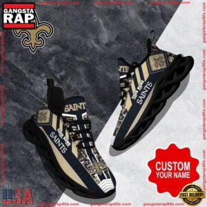 National Football League Custom Name New Orleans Saints Logo Air Max Shoes Air Cushion Sneakers