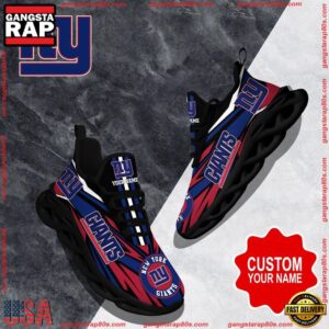 National Football League Custom Name New York Giants Football Air Max Shoes Air Cushion Sneakers
