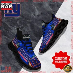 National Football League Custom Name New York Giants Air Max Shoes Air Cushion Sneakers