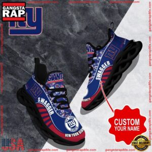 National Football League Custom Name New York Giants Sport Football Air Max Shoes Air Cushion Sneakers