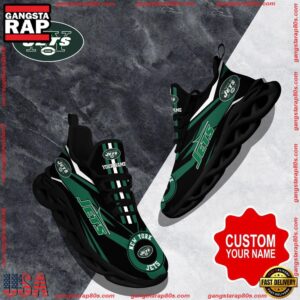 National Football League Custom Name New York Jets Football Air Max Shoes Air Cushion Sneakers