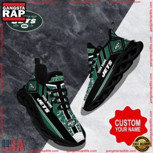 National Football League Custom Name New York Jets Logo Air Max Shoes Air Cushion Sneakers