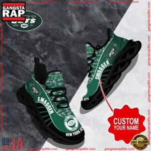 National Football League Custom Name New York Jets Sport Football Air Max Shoes Air Cushion Sneakers