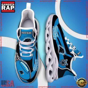 National Football League Custom Name Carolina Panthers White C Shoes Air Max Shoes Air Cushion Sneakers