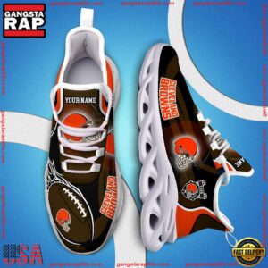 National Football League Custom Name Cleveland Browns White C Shoes Air Max Shoes Air Cushion Sneakers
