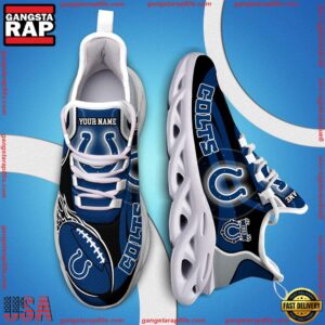 National Football League Custom Name Indianapolis Colts White C Shoes Air Max Shoes Air Cushion Sneakers