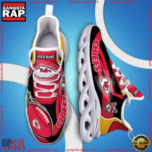 National Football League Custom Name Kansas City Chiefs White C Shoes Air Max Shoes Air Cushion Sneakers