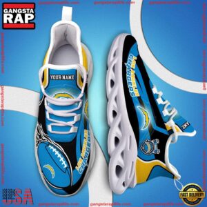 National Football League Custom Name Los Angeles Chargers White C Shoes Air Max Shoes Air Cushion Sneakers