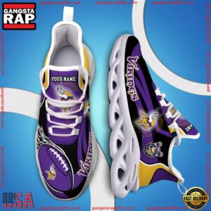 National Football League Custom Name Minnesota Vikings White C Shoes Air Max Shoes Air Cushion Sneakers