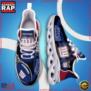 National Football League Custom Name New York Giants White C Shoes Air Max Shoes Air Cushion Sneakers
