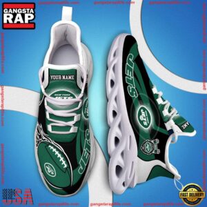 National Football League Custom Name New York Jets White C Shoes Air Max Shoes Air Cushion Sneakers