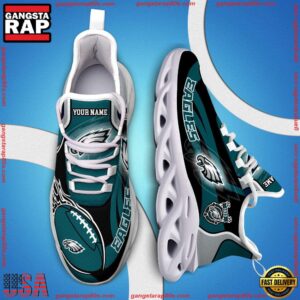 National Football League Custom Name Philadelphia Eagles White C Shoes Air Max Shoes Air Cushion Sneakers