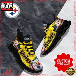 National Football League Custom Name Pittsburgh Steelers Air Max Shoes Air Cushion Sneakers
