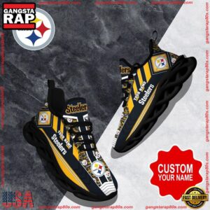 National Football League Custom Name Pittsburgh Steelers Logo Air Max Shoes Air Cushion Sneakers