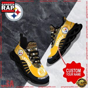 National Football League Custom Name Pittsburgh Steelers Sport Football Air Max Shoes Air Cushion Sneakers