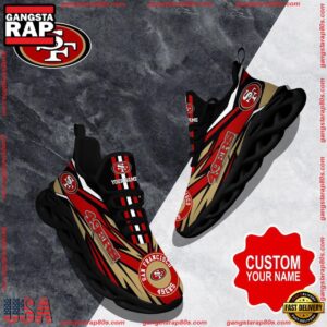 National Football League Custom Name San Francisco 49ers Football Air Max Shoes Air Cushion Sneakers