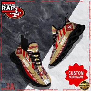 National Football League Custom Name San Francisco 49ers Logo Air Max Shoes Air Cushion Sneakers