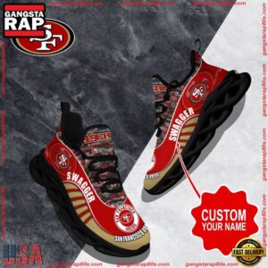 National Football League Custom Name San Francisco 49ers Sport Football Air Max Shoes Air Cushion Sneakers