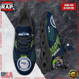 National Football League Custom Name Seattle Seahawks Air Max Shoes Air Cushion Sneakers