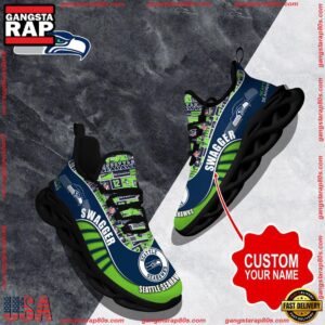 National Football League Custom Name Seattle Seahawks Sport Football Air Max Shoes Air Cushion Sneakers