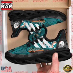National Football League Miami Dolphins Military Camouflage Air Max Shoes Air Cushion Sneakers Running Sneakers