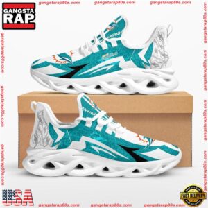 National Football League Miami Dolphins Symbol Geometric Pattern Air Max Shoes Air Cushion Sneakers