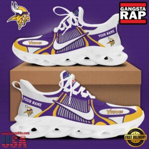 Personalized National Football League Minnesota Vikings Blue White Stripes Logo Clunky Air Max Shoes Air Cushion Sneakers