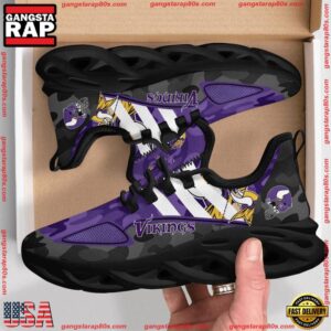 National Football League Minnesota Vikings Military Camouflage Air Max Shoes Air Cushion Sneakers Running Sneakers