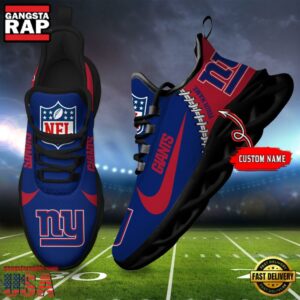 National Football League Custom Name New York Giants Football Team Design Max Soul Running Sneakers Shoes
