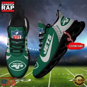 National Football League Custom Name New York Jets Football Team Design Max Soul Running Sneakers Shoes