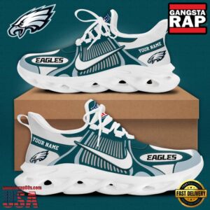 Personalized National Football League Philadelphia Eagles Blue White Stripes Logo Clunky Air Max Shoes Air Cushion Sneakers