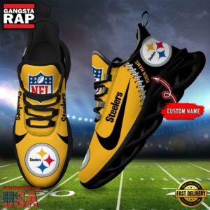 National Football League Custom Name Pittsburgh Steelers Football Team Design Max Soul Running Sneakers Shoes