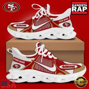 Personalized National Football League San Francisco 49ers Blue White Stripes Logo Clunky Air Max Shoes Air Cushion Sneakers